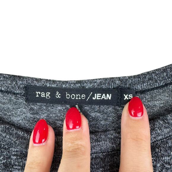 Rag & Bone Jean Camden Marled Black Thin Soft Knit Long Sleeve Relaxed Tee - Picture 12 of 14